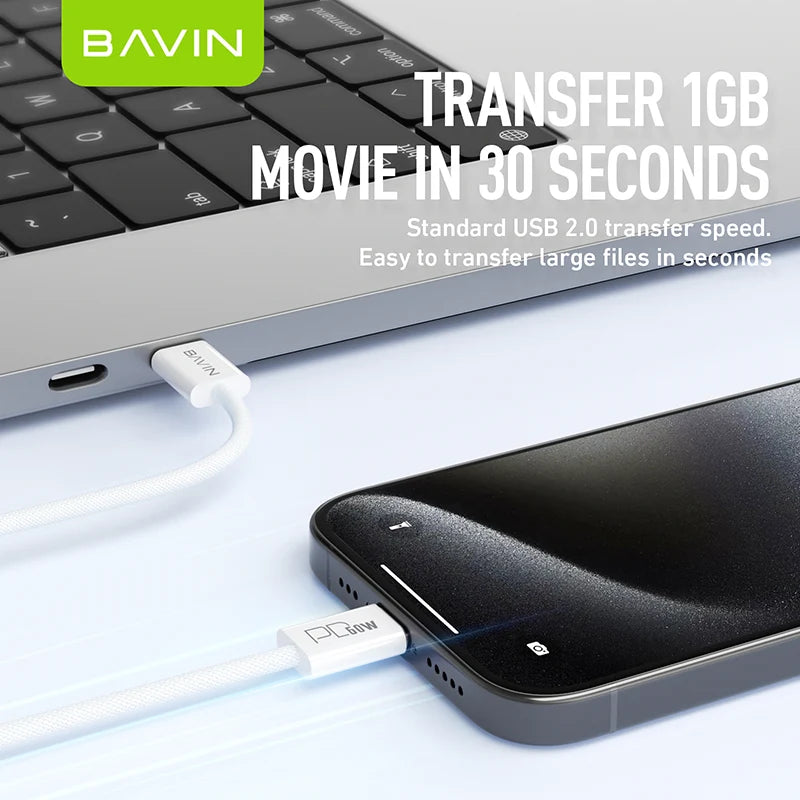 Bavin Cable USB-C USB-C 60w 2m CB325 — iZone Lebanon product photo 2