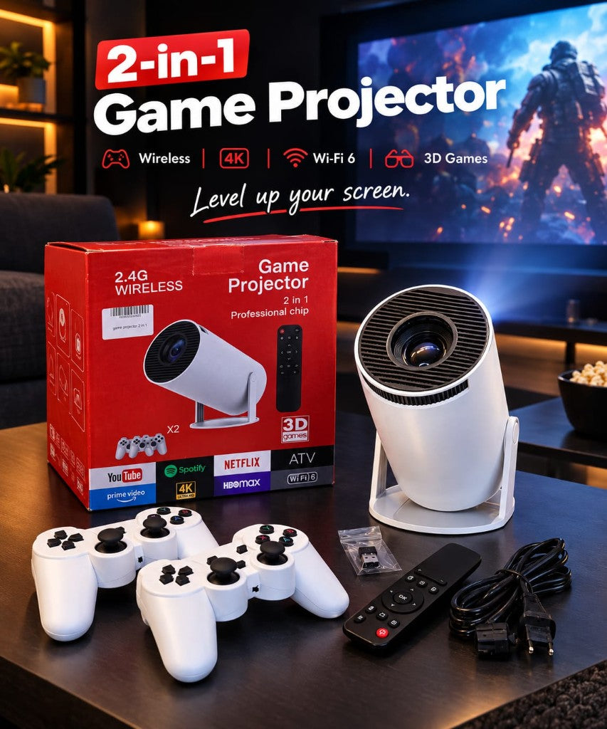 2-in-1 smart game projector with controllers — iZone Lebanon product photo