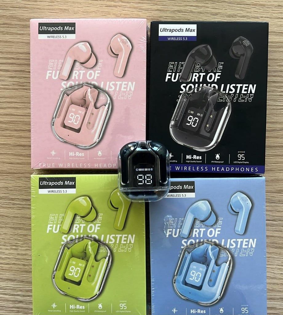 Ultrapods Maxx wireless earbuds boxes and colors — iZone Lebanon product photo