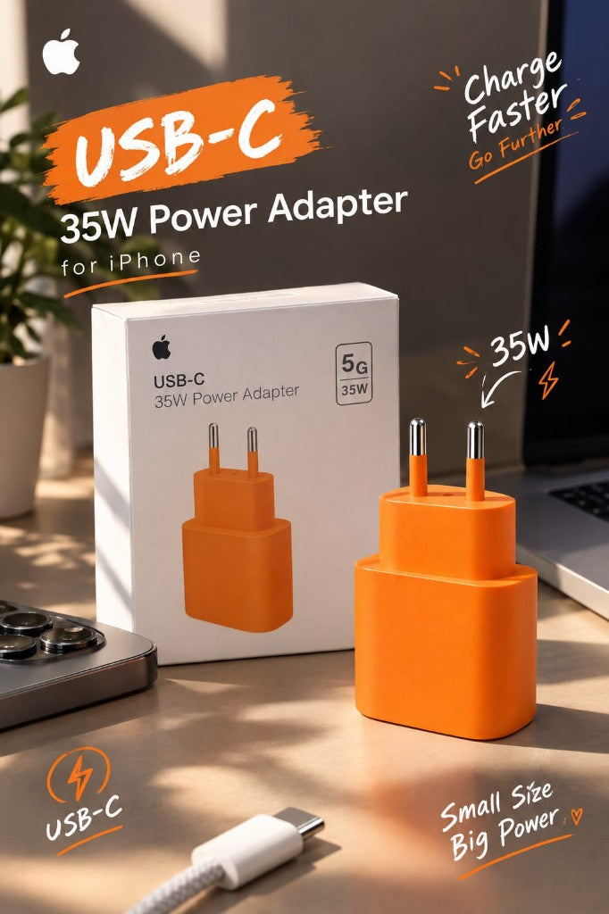 Apple 35W USB-C adapter orange for iPhone 17 Pro Max — iZone Lebanon product photo