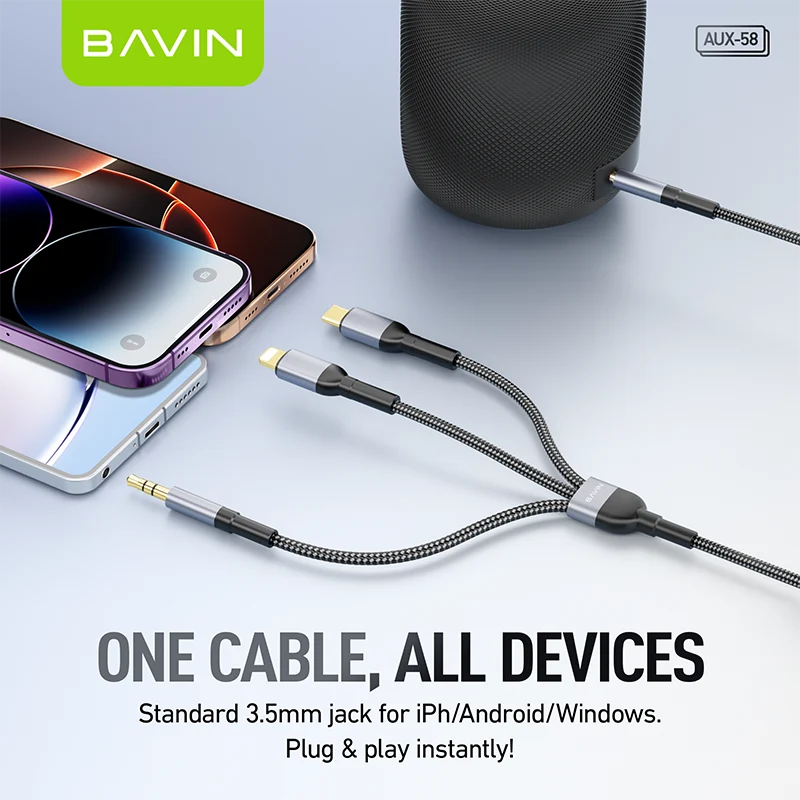 Bavin 3 in 1 Audio Cable Aux-58 — iZone Lebanon product photo 3