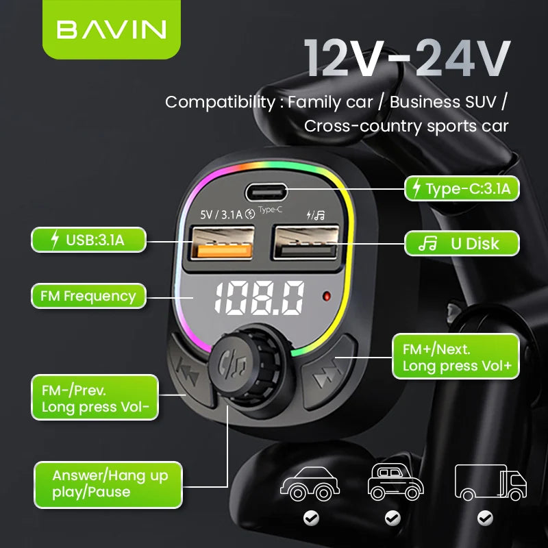 Bavin Car Charger 45w USB-C USB-C PC2063 — iZone Lebanon product photo 2