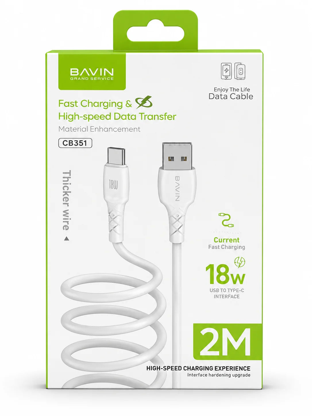 Cable Bavin USB-C 18w 2m Cb351 — iZone Lebanon product photo 1