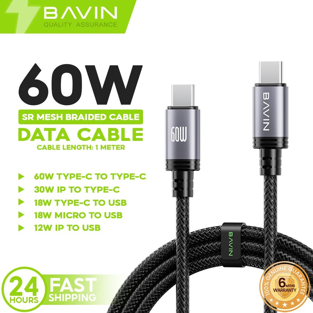 Cable Bavin USB-C USB-C 60w Cb333 — iZone Lebanon product photo 2