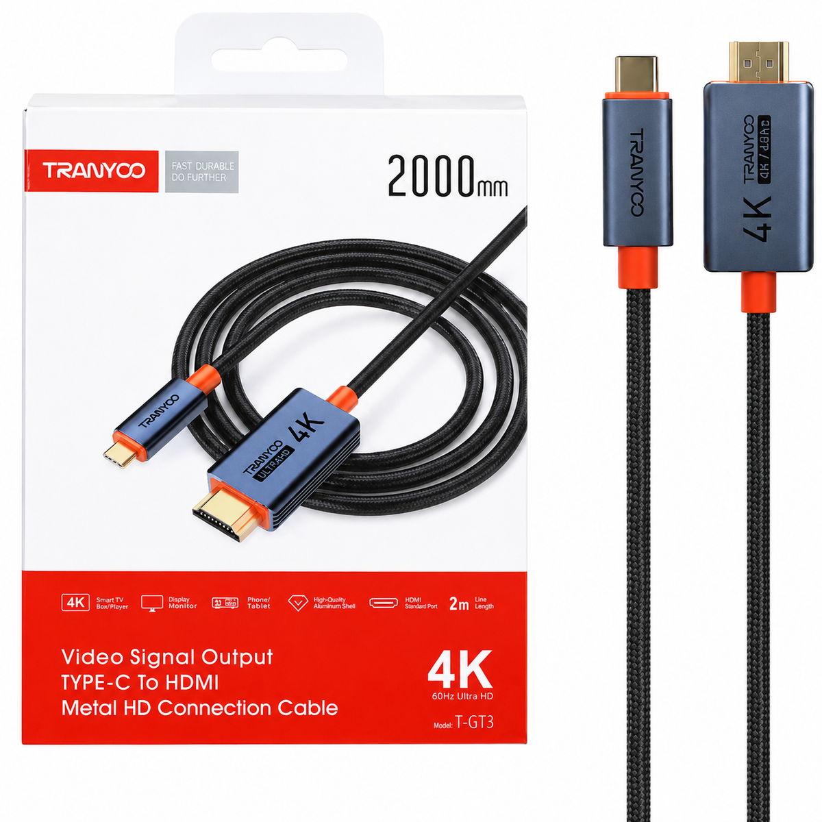 Cable Tranyoo Hdmi USB-C GT3 — iZone Lebanon product photo 1